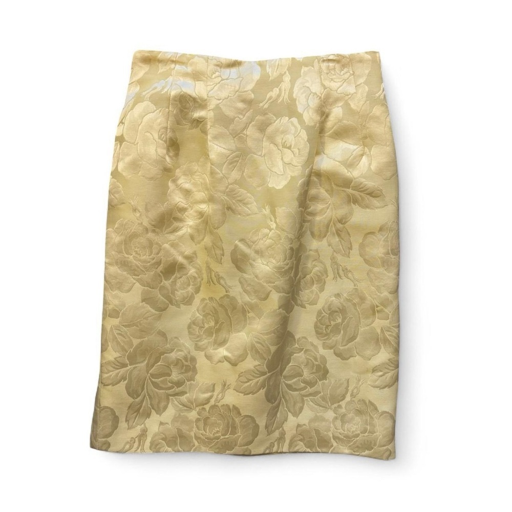 Chic Gold Floral Midi Skirt